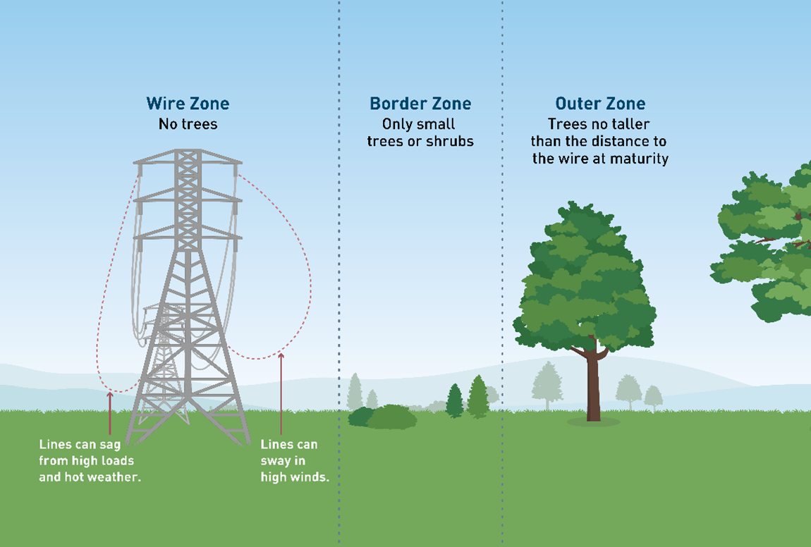 Wire Zone sa paligid ng mga poste ng utility