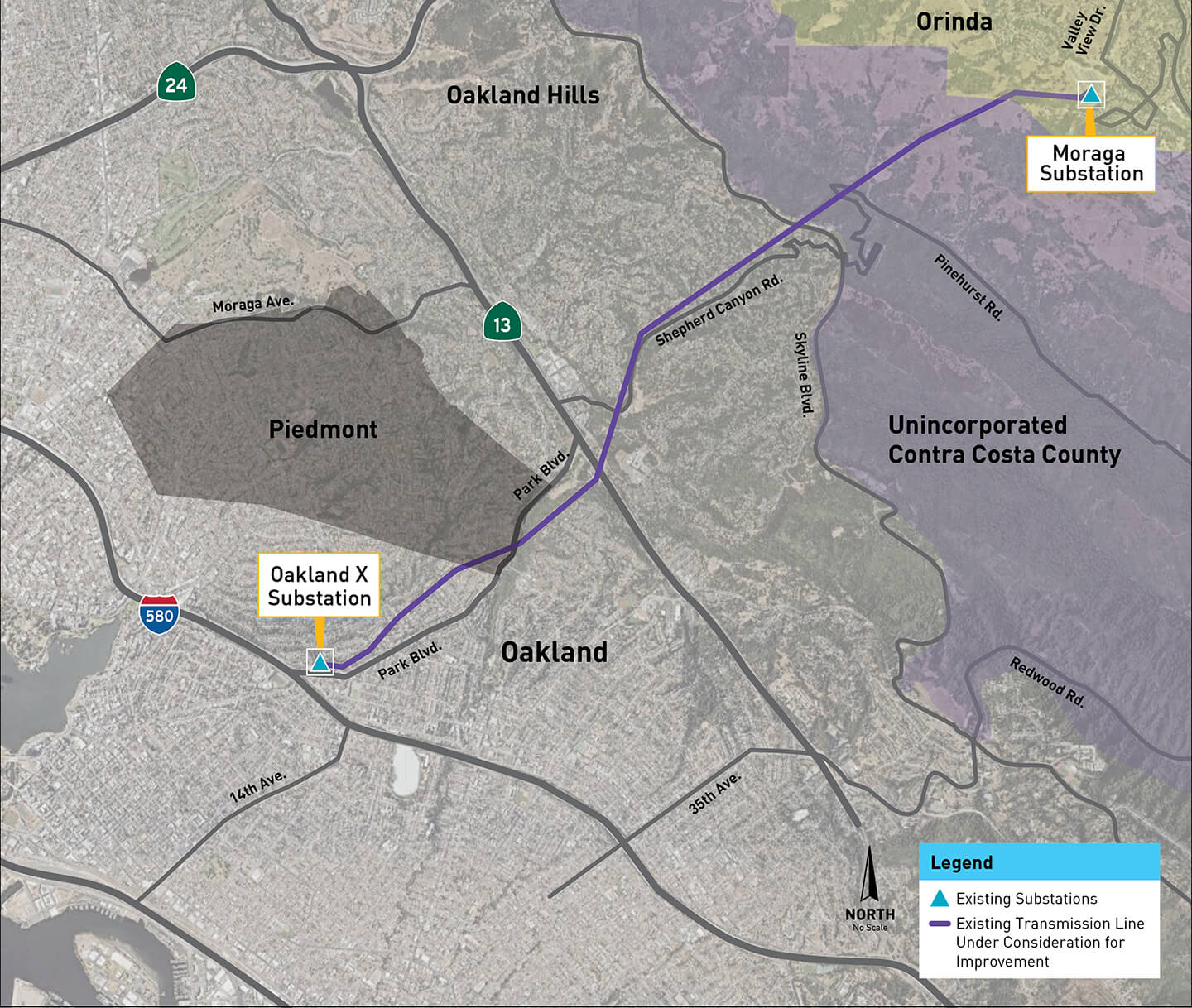 Mapa del proyecto Moraga Oakland