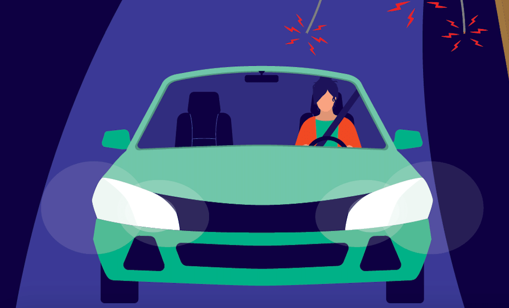 Powerline falling on a car