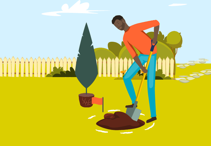 Image of a man digging with a shovel