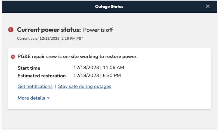 Click on the outage icon and sign up for alerts.