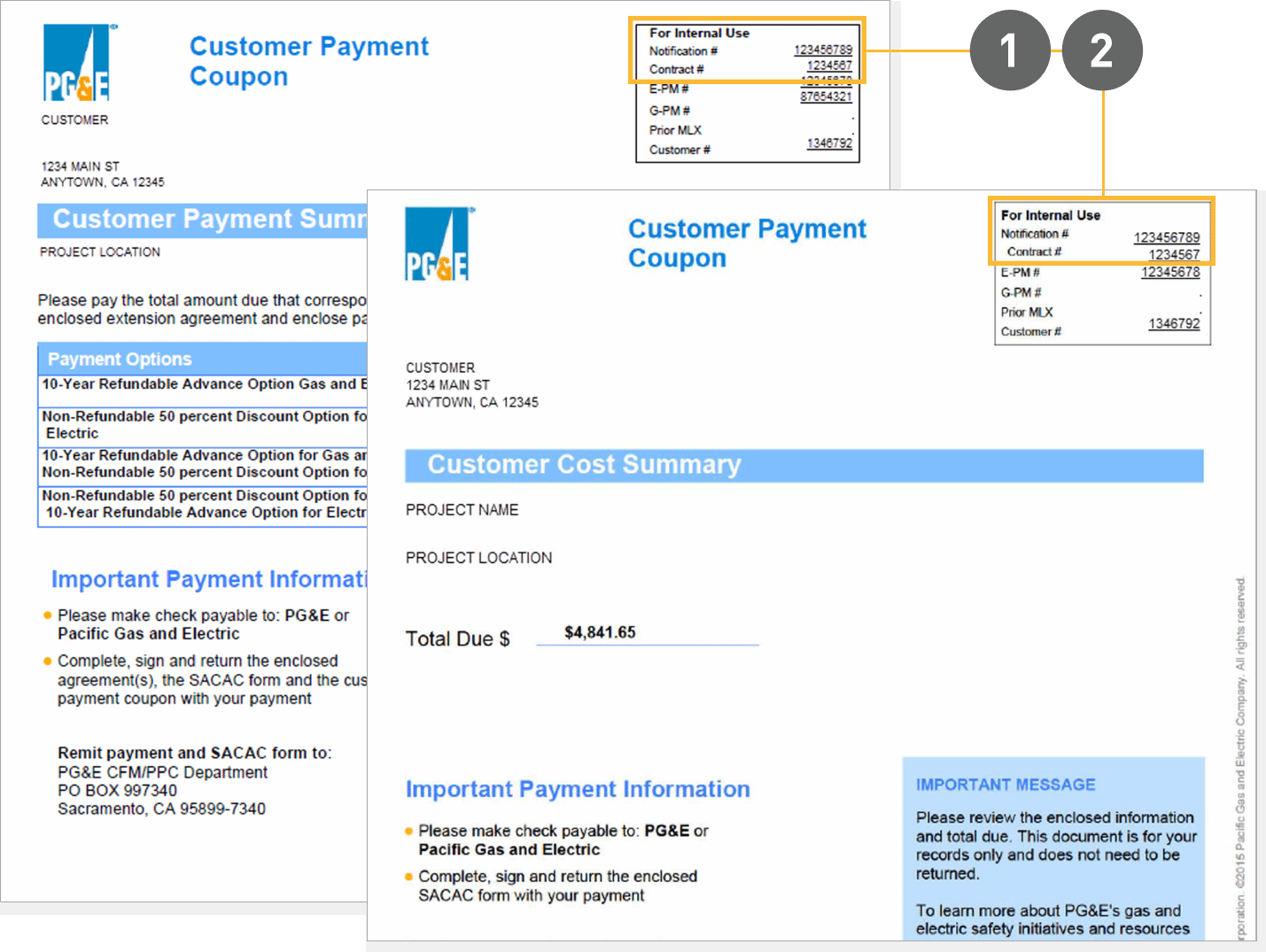 Exemplo de cupão de pagamento do cliente