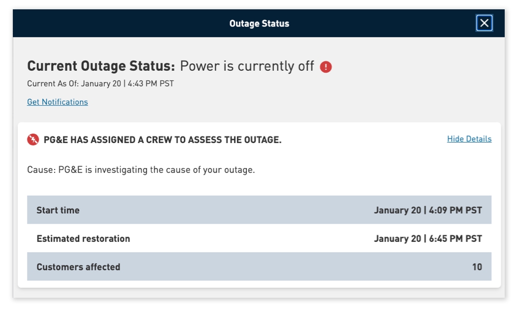 Check Outage Status