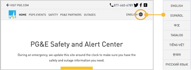 Vista de escritorio del sitio web de emergencia