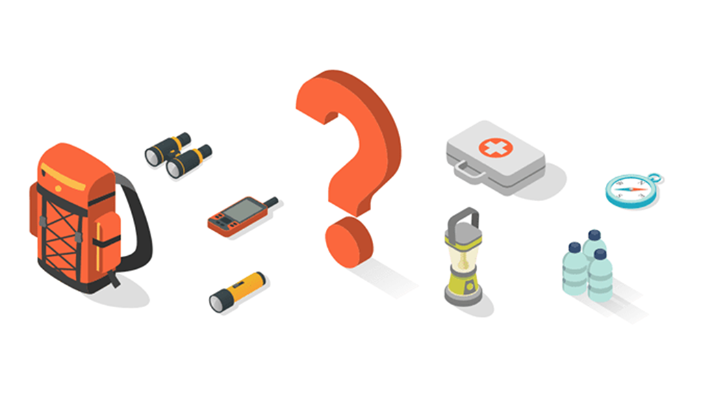 Image of supplies being packed in an emergency kit