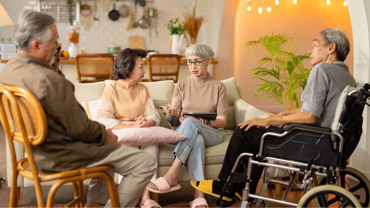 Group of people discussing safety