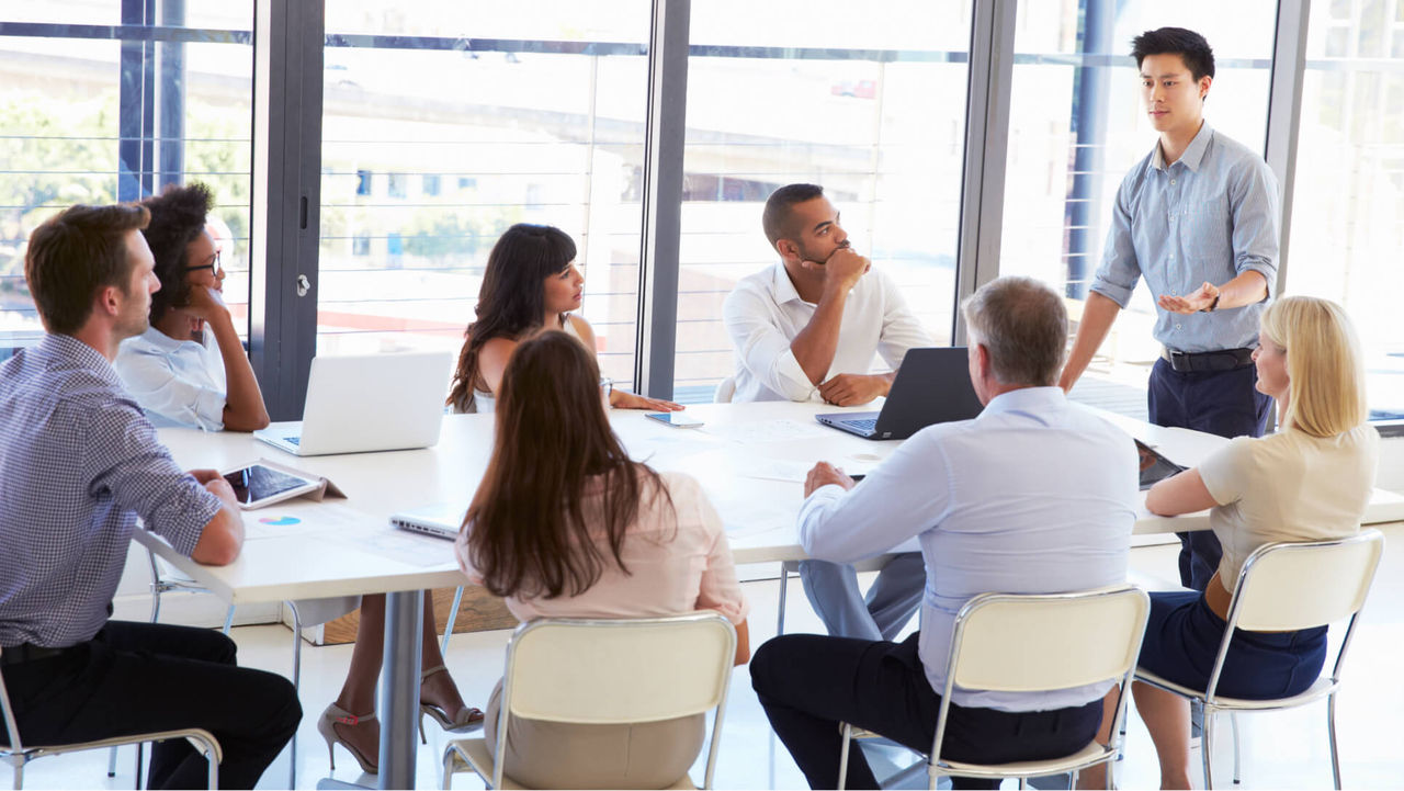 A team working at a conference table